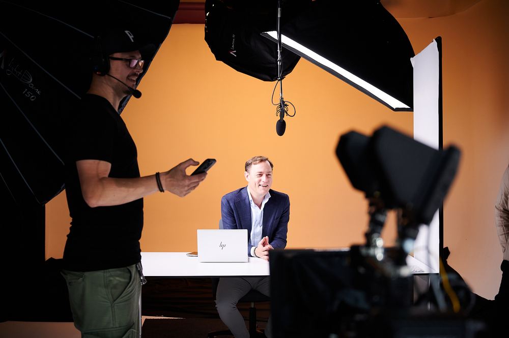 Same setup, warm cyclorama swapped in
